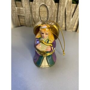 Vintage‎ Ceramic Angel Music Box Ornament Gold Wings Plays Music